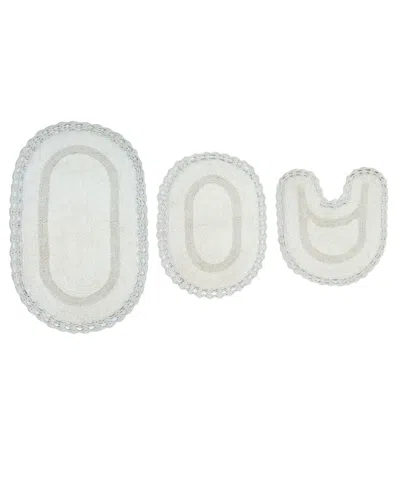 Home Weavers Hampton Crochet Reversible Bathmat Rugs 3 Piece Set In Ivory