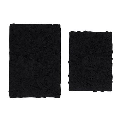 Home Weavers Inc Bellflower 2-pc. Quick Dry Bath Rug Set In Black