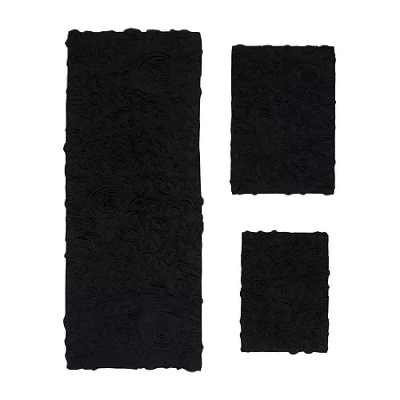 Home Weavers Inc Bellflower 3-pc. Quick Dry Bath Rug Set In Black