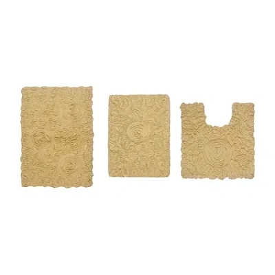 Home Weavers Inc Bellflower 3-pc. Quick Dry Bath Rug Set In Yellow