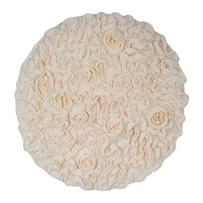 Home Weavers Inc Bellflower 30 Inch Round Bath Rug In White