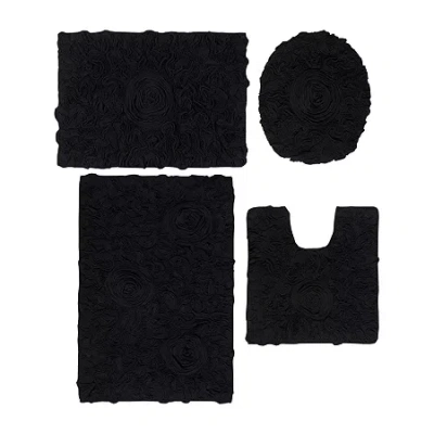 Home Weavers Inc Bellflower 4-pc. Quick Dry Bath Rug Set In Black