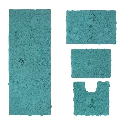 Home Weavers Inc Bellflower 4-pc. Quick Dry Bath Rug Set In Blue