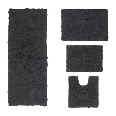 Home Weavers Inc Bellflower 4-pc. Quick Dry Bath Rug Set In Gray
