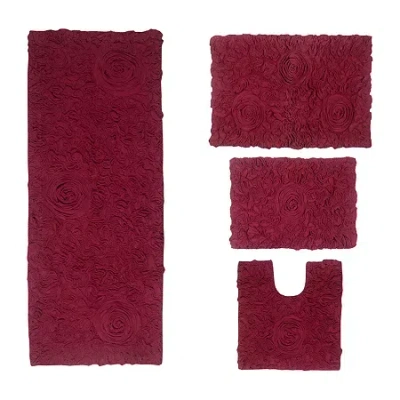 Home Weavers Inc Bellflower 4-pc. Quick Dry Bath Rug Set In Red
