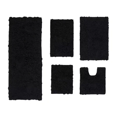 Home Weavers Inc Bellflower 5-pc. Quick Dry Bath Rug Set In Black