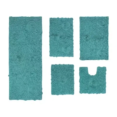 Home Weavers Inc Bellflower 5-pc. Quick Dry Bath Rug Set In Blue