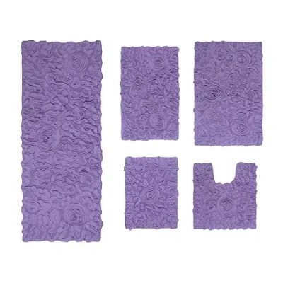 Home Weavers Inc Bellflower 5-pc. Quick Dry Bath Rug Set In Purple
