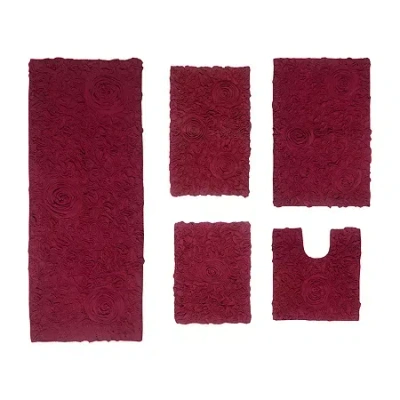 Home Weavers Inc Bellflower 5-pc. Quick Dry Bath Rug Set In Red