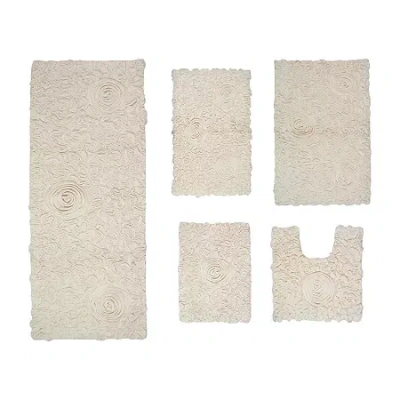 Home Weavers Inc Bellflower 5-pc. Quick Dry Bath Rug Set In White