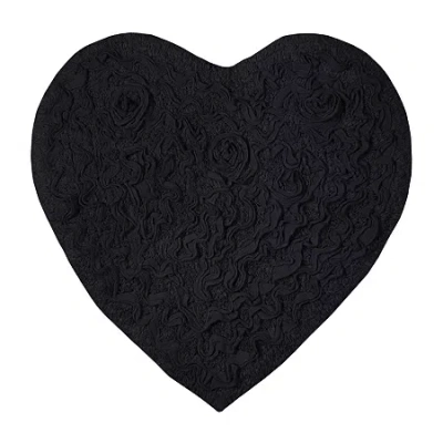 Home Weavers Inc Bellflower Heart Bath Rug In Black