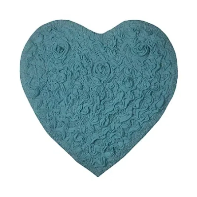 Home Weavers Inc Bellflower Heart Bath Rug In Blue