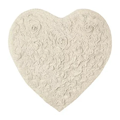 Home Weavers Inc Bellflower Heart Bath Rug In White