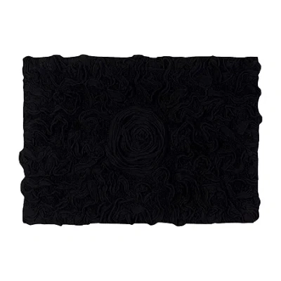 Home Weavers Inc Bellflower Quick Dry 17x24 Inch Bath Rug In Black