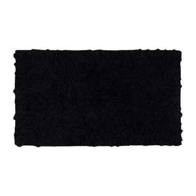 Home Weavers Inc Bellflower Quick Dry 24x40 Inch Bath Rug In Black