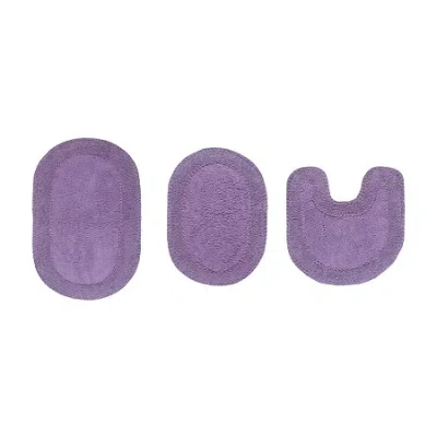 Home Weavers Inc Double Ruffle 3-pc. Quick Dry Bath Rug Set In Purple