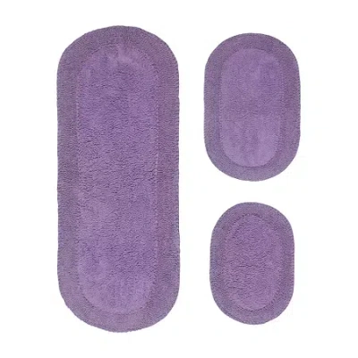 Home Weavers Inc Double Ruffle 3-pc. Quick Dry Bath Rug Set In Purple