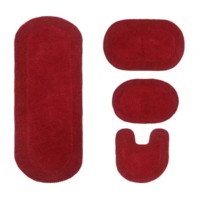 Home Weavers Inc Double Ruffle 4-pc. Quick Dry Bath Rug Set In Red