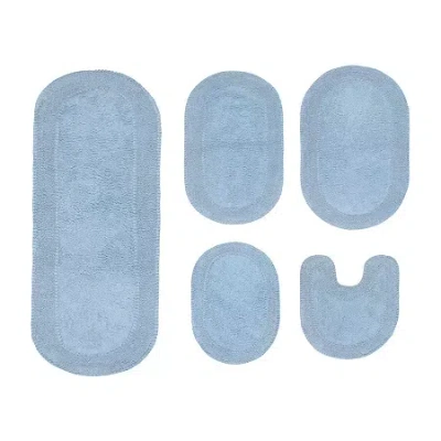 Home Weavers Inc Double Ruffle 5-pc. Quick Dry Bath Rug Set In Blue