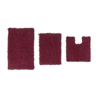 Home Weavers Inc Fantasia 3-pc. Quick Dry Bath Rug Set In Red