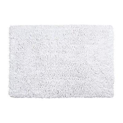 Home Weavers Inc Fantasia Shaggy Quick Dry Bath Rug In White