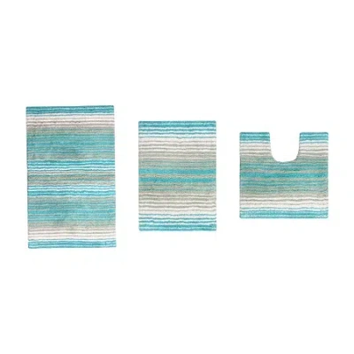 Home Weavers Inc Gradation 3-pc. Quick Dry Bath Rug Set In Blue