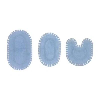 Home Weavers Inc Hampton Crochet 3-pc. Reversible Bath Rug Set In Blue