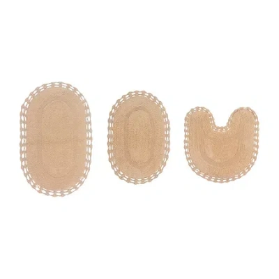 Home Weavers Inc Hampton Crochet 3-pc. Reversible Bath Rug Set In Sand