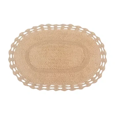 Home Weavers Inc Hampton Crochet Reversible 17x24 Inch Bath Rug In Sand