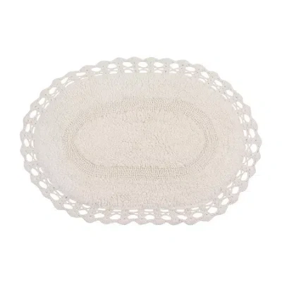 Home Weavers Inc Hampton Crochet Reversible 17x24 Inch Bath Rug In White