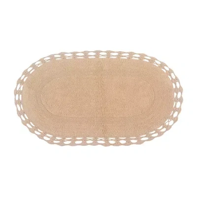 Home Weavers Inc Hampton Crochet Reversible 21x34 Inch Bath Rug In Sand