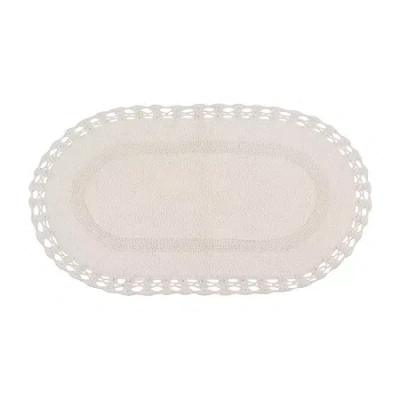 Home Weavers Inc Hampton Crochet Reversible 21x34 Inch Bath Rug In White