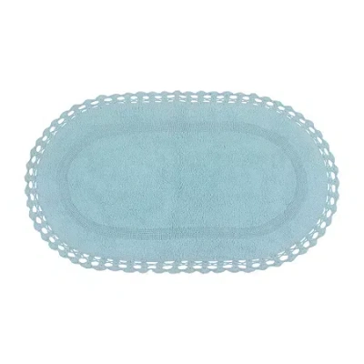Home Weavers Inc Hampton Crochet Reversible 24x40 Inch Bath Rug In Blue