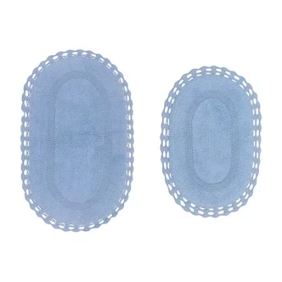 Home Weavers Inc Hampton Crochet Reversible Bath Rug In Blue