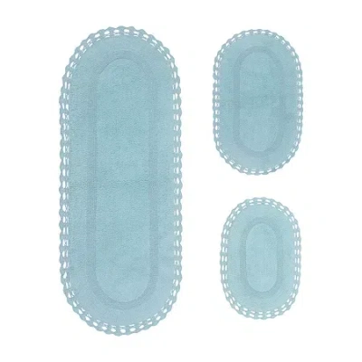 Home Weavers Inc Hampton Crochet Reversible Bath Rug In Blue