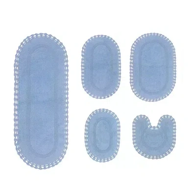 Home Weavers Inc Hampton Crochet Reversible Bath Rug In Blue