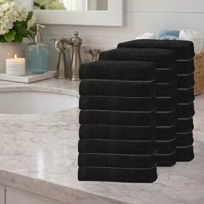 Home Weavers Inc Home Weavers Willow Collection 630 Gsm 100% Cotton Zero Twist Hand Towels - 16x24 (set Of 24) 24-pc. In Black