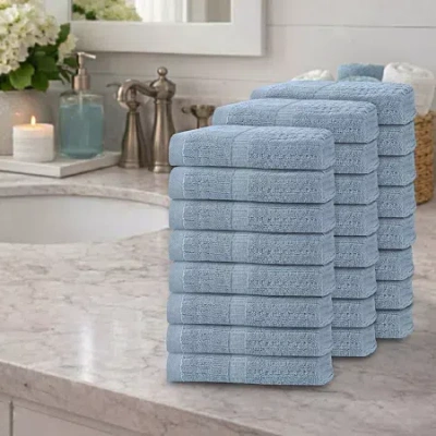 Home Weavers Inc Home Weavers Willow Collection 630 Gsm 100% Cotton Zero Twist Hand Towels - 16x24 (set Of 24) 24-pc. In Blue