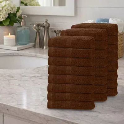 Home Weavers Inc Home Weavers Willow Collection 630 Gsm 100% Cotton Zero Twist Hand Towels - 16x24 (set Of 24) 24-pc. In Brown