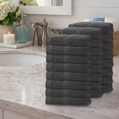 Home Weavers Inc Home Weavers Willow Collection 630 Gsm 100% Cotton Zero Twist Hand Towels - 16x24 (set Of 24) 24-pc. In Gray