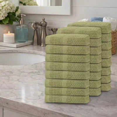 Home Weavers Inc Home Weavers Willow Collection 630 Gsm 100% Cotton Zero Twist Hand Towels - 16x24 (set Of 24) 24-pc. In Green