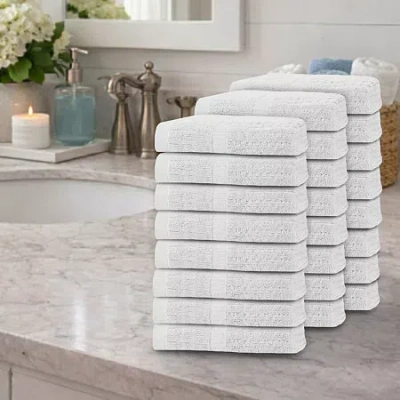 Home Weavers Inc Home Weavers Willow Collection 630 Gsm 100% Cotton Zero Twist Hand Towels - 16x24 (set Of 24) 24-pc. In White