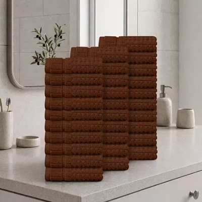 Home Weavers Inc Home Weavers Willow Collection 630 Gsm 100% Cotton Zero Twist Washcloth - 13x13 (set Of 30) 30-pc. Q In Brown