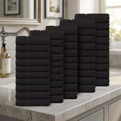 Home Weavers Inc Home Weavers Willow Collection 630 Gsm 100% Cotton Zero Twist Washcloth - 13x13 (set Of 50) 50-pc. Q In Black