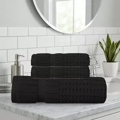 Home Weavers Inc Home Weavers Willow Collection 630gsm 100% Cotton Zero Twist Super Absorbent Bath Towel Set(1 Bath T In Black