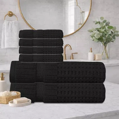 Home Weavers Inc Home Weavers Willow Collection 630gsm 100% Cotton Zero Twist Super Absorbent Bath Towel Set(2 Bath T In Black