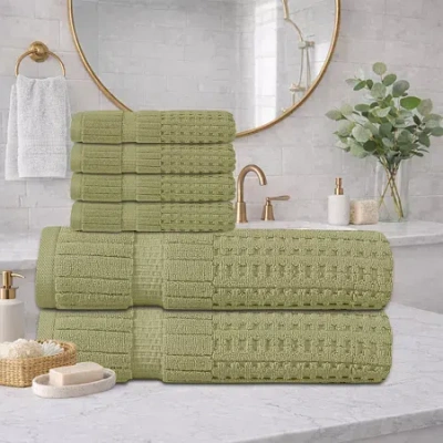 Home Weavers Inc Home Weavers Willow Collection 630gsm 100% Cotton Zero Twist Super Absorbent Bath Towel Set(2 Bath T In Green