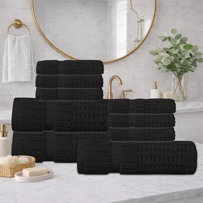 Home Weavers Inc Home Weavers Willow Collection 630gsm 100% Cotton Zero Twist Super Absorbent Bath Towel Set(3 Bath T In Black