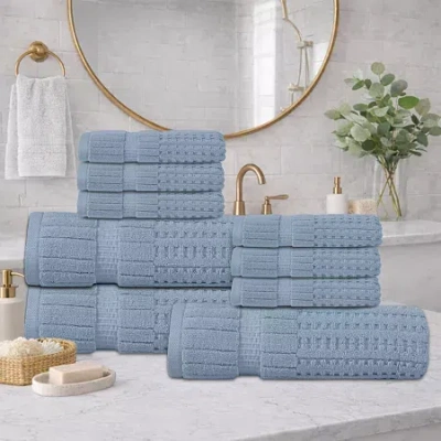 Home Weavers Inc Home Weavers Willow Collection 630gsm 100% Cotton Zero Twist Super Absorbent Bath Towel Set(3 Bath T In Blue
