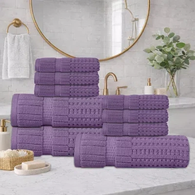 Home Weavers Inc Home Weavers Willow Collection 630gsm 100% Cotton Zero Twist Super Absorbent Bath Towel Set(3 Bath T In Purple